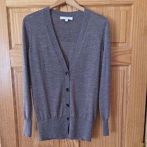 LOFT Taupe Button-Up Cardigan